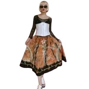 Vintage Full A-Line Midi Skirt Sz M Tie Dye Sequin Embellished Boho Artsy Skirt